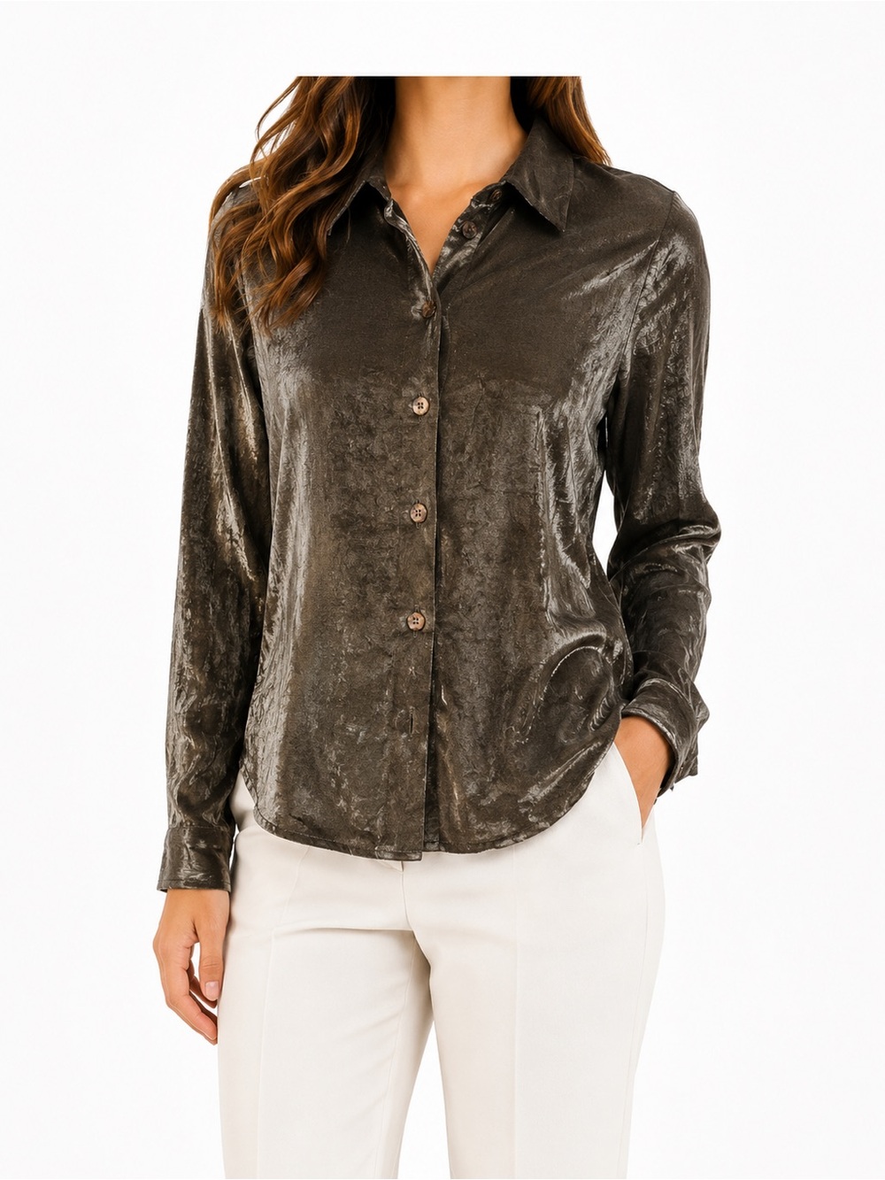 Chic Olive Button Down Shirt for Women